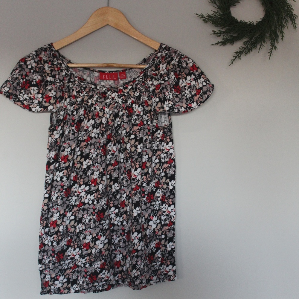 Elle Floral Blouse with Braided Collar Detail